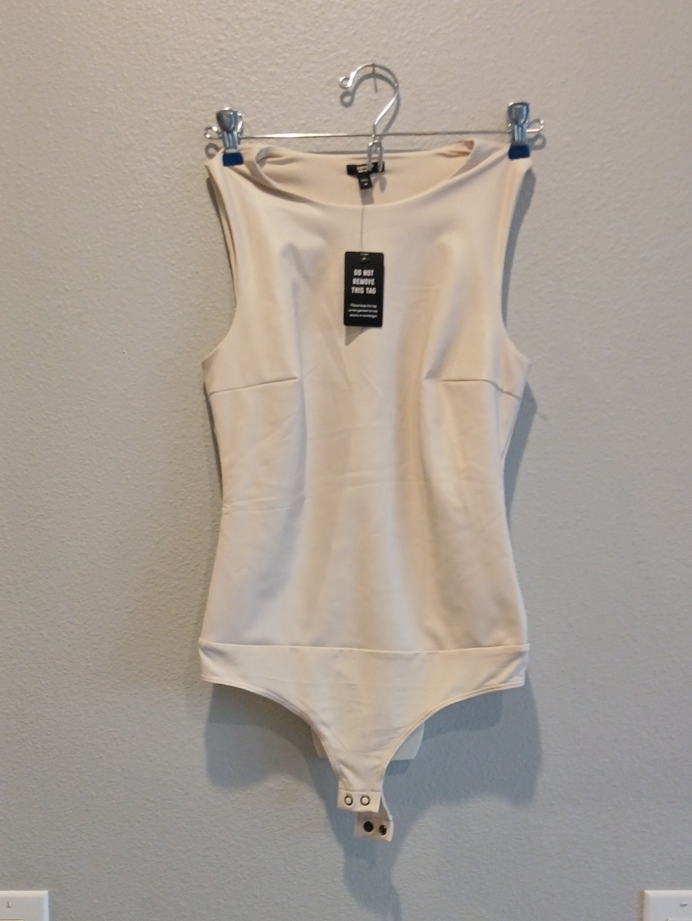 Nwt Xs Express Cream Bodysuit Bandeau Tong Style Pleather